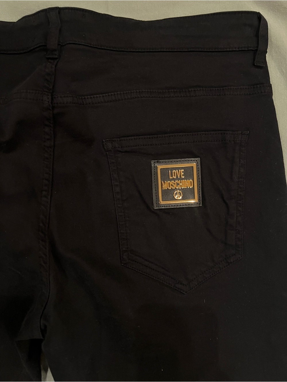 Moschino Black Slim Men's Jeans with Gold Logo Patch